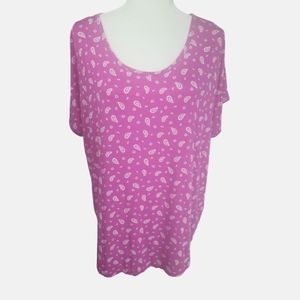 Lands' End women's pink paisley tshirt size XL